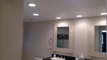 Gorgeous Massive Bathroom Lighting with Square Mirror plus Unique Sink side Simple Closet