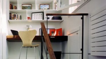 Magnificent Bookshelve also Mounted Study Table plus cozy Chair for Small Office Furniture Ideas