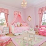Neat Furniture of Pink Bedroom Design Ideas with Lavish Bed using Attractive Fabric Canopy
