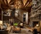 Rustic Interior for Antique Living Room Ideas with Stone Wall also Luring Orb Chandelier