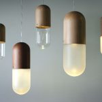 Unique Lightings Shaped Capsule plus Gray Wall Paint right for Massive Bathroom Lighting