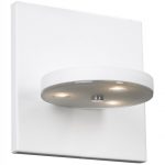 Unusual Round Lighting on Square Lamp Holder on Plain Wall for Massive Bathroom Lighting