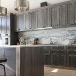 Winsome Idea of Cabinet using Luring Backsplash and Top plus Grey Walls Kitchen
