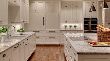 Wonderful Design of Traditional Room with Beautiful Kitchen Backsplash for White Cabinets also Granite Countertop