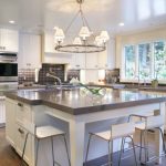 Extraordinary White Modern Kitchen Islands Paired with Gray Marble Countertop and Completed with Sink