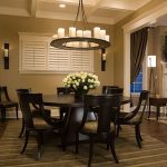 Amazing Dining Room with Chandelier Furnished with Chairs and Modern Dining Room Tables in Black