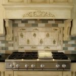 Amusing Crown Molding for Backsplash Designs Applied in Contemporary Kitchen with Dark Countertop