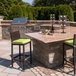 Astounding Modular Outdoor Kitchens with Contemporarry Sleek Table Plus Chairs and Completed with Griller