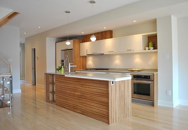Excellent Modern Kitchen Designs with Cupboards Applying Cabinet Lightings Plus Furnished with Refrigerator and Ovens