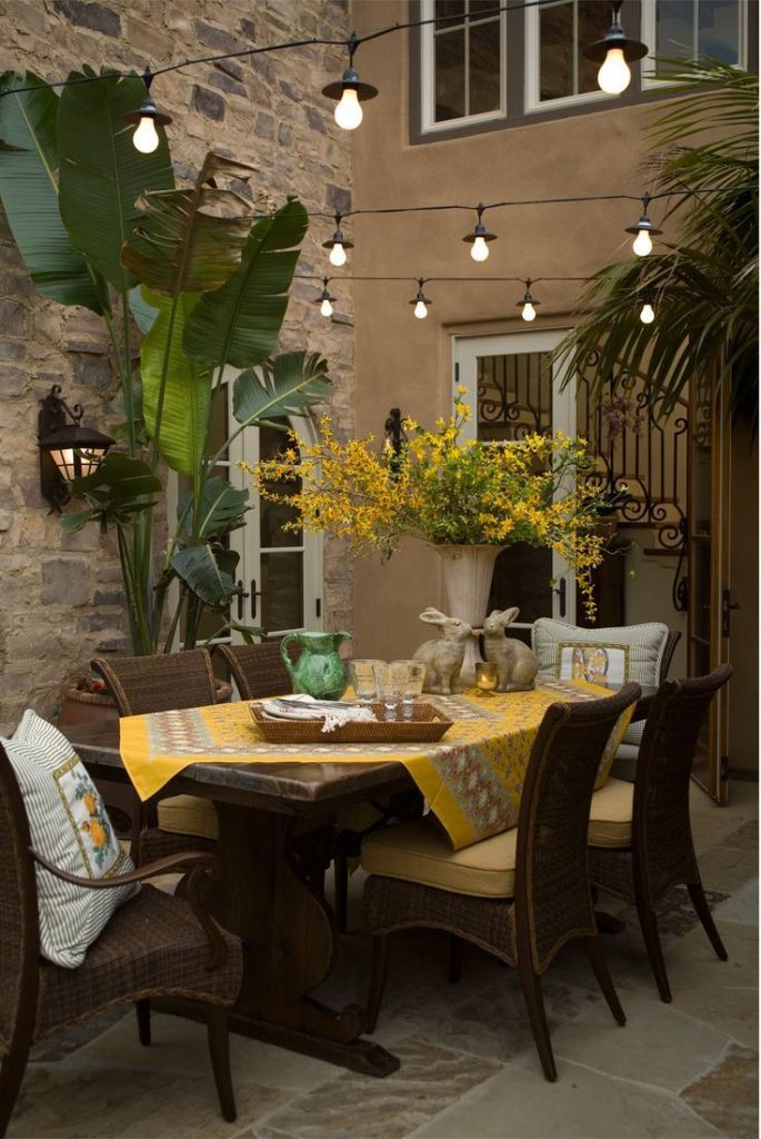 Fabulous Plants on Pot Enhancing Outdoor Living Spaces with Charming Centerpiece on Woode Table