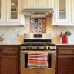 Good Combinations between White and Brown Coloring Kitchen Cabinets That Matched with Tiled Backsplash Designs