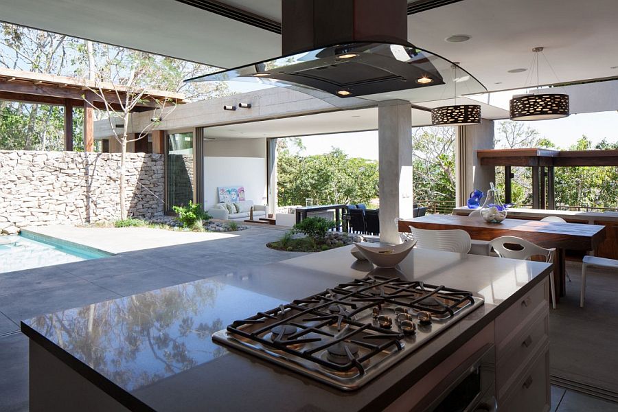 Interesting Kitchen Island of Modular Outdoor Kitchens Applying White Countertop Completed with Stove and Oven