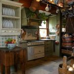 Rustic Kitchen Created on Concrete Tiled Floor and Illuminated by Gorgeous Kitchen Lighting Ideas