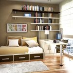 Elegant Small Bedroom Wall Book Shelving Small Room Storage Ideas