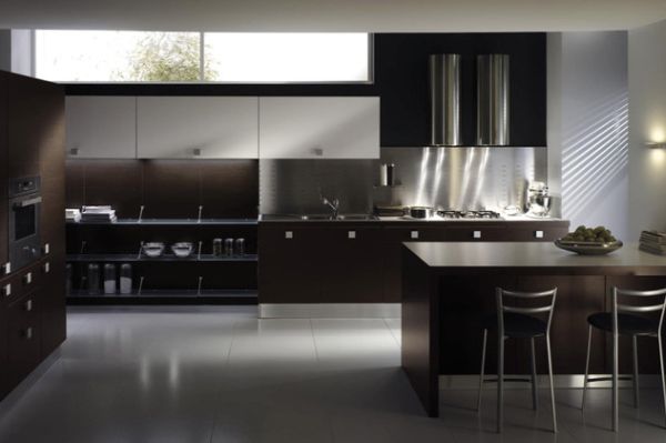 Surprising Black White Modern Kitchen Designs Completed with Sink and Stove on Cupboards