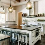 Traditional Kitchen Installed on Dark Laminate Flooring Enlightened by Best Kitchen Lighting Ideas