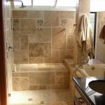 Bathroom Decor in Natural Vibe through the Rustic Tile Flooring and Wall also the Bath Tub Platform