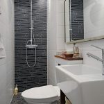 Black and White Bathroom with Minimalist Bathroom Ppliances Set on Clean Look Furniture