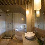 Inspiring Dimmer Light Hue for Middle Sized Bathroom with Updated INterior