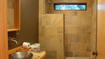 Natural Ideas Used in Small Interior Having Pebble as the Shower Room Flooring