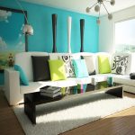 Oceanic Wall Decorated with Contemporary Painting Decorating Updated Living Room in Bright Space