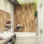 Sophisticated Small Bathroom with Rusticity as Wall Accent in Green Recessed Lighting