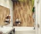Wooden Bathroom Wall in Contemporary Style with White Ligting Design