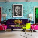(1) Colorful Chairs and Sofa for Best Living Room Design 2016 with Oval Table and Dark Side Tables