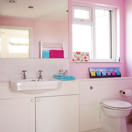 pink themed bathroom
