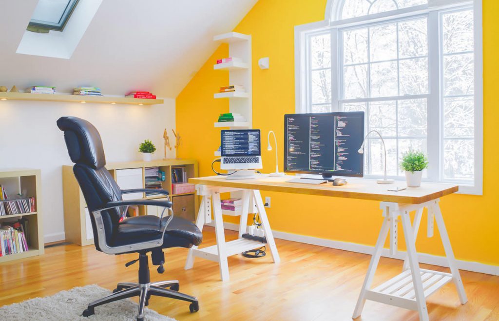 yellow home office