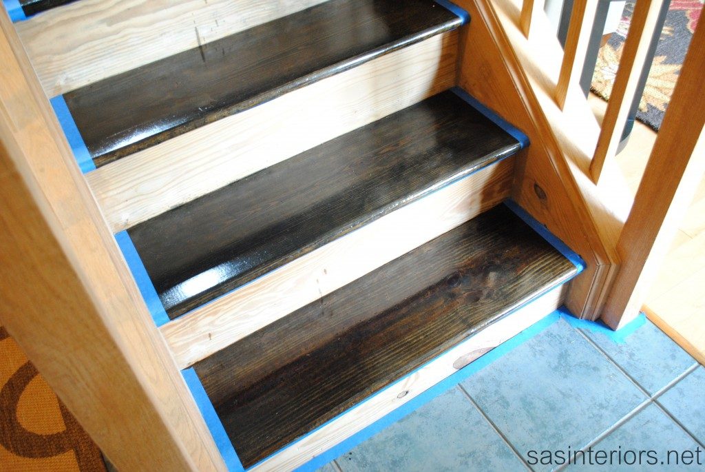 stained wood stairs